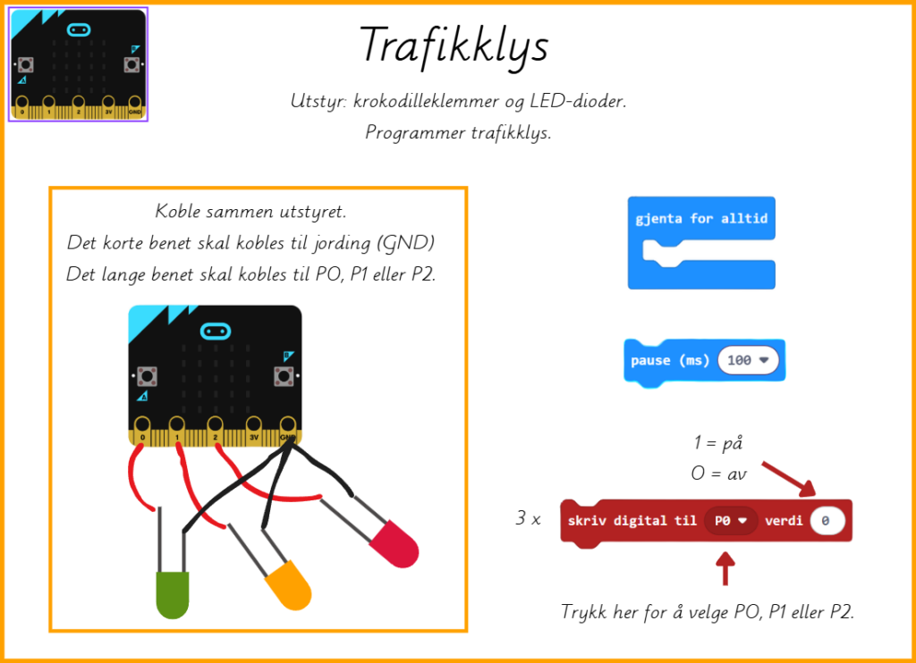 microbit trafikklys oppdrag